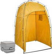 The Living Store Campingtoilet en Tent - Draagbaar en Privacy Gevend - 10L Schoonwatertank - 130x130x210cm - Geel