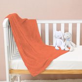 Knuffelige babydeken, 70 x 100 cm - pluizig, superzacht fleece kinderdeken - oranje