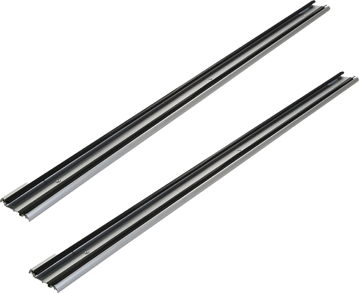 Fixman Tochtstrip - 2x - tochtwering - zilver - aluminium - 91 x 6,2 cm - deur tochtstopper
