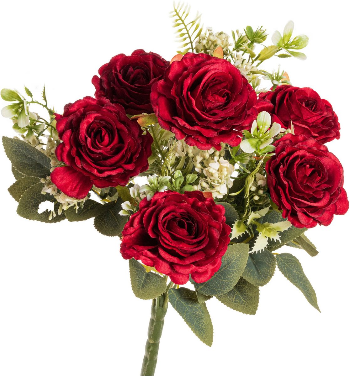 Chaks Rozen kunstbloemen boeket - 6x - rood - H43 cm
