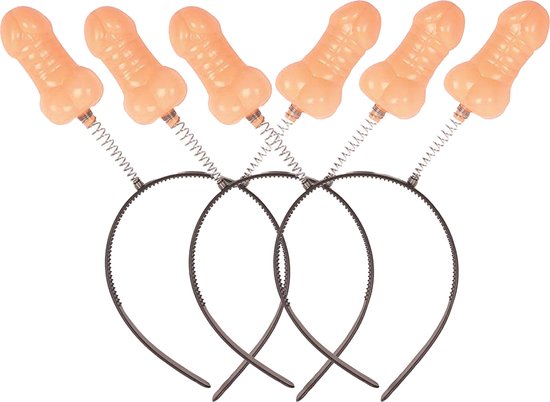 Faram Diadeem/tiara met piemels - 6x - plastic - 15 x 25 cm - bewegende piemels