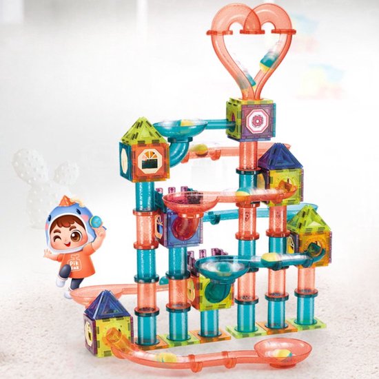 Magnetisch Speelgoed - 111 Stuks - Met Led Lampen - Educatief Speelgoed - Magneet Speelgoed - Magnetische Bouwstenen - Knikkerbaan