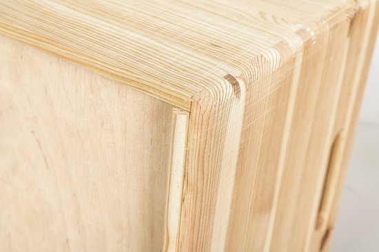 Haudt® Houten stapelkist set 46cm - 1 x KIM Maxi open en 1 x KIM Maxi met klepdeksel - stapelbare opbergoplossing - houten kisten - opbergkist - vurenhout