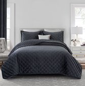 Couvre-lit HEIDI de luxe d'Oneiro Zwart + 2 x housse de coussin - 220x240 cm - couvre-lit pour 2 personnes - literie - chambre - couvre-lits - couvertures - salon - couchage