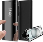 Hoesje geschikt voor iPhone 15 Plus - Book Case Spiegel Zwart