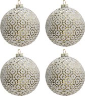 HAES DECO - Kerstballen Set van 4 - Formaat (4) Ø 10x10 cm - Kleur Goudkleurig - Materiaal Glas - Kerstversiering, Kerstdecoratie, Decoratie Hanger, Kerstboomversiering