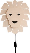Houten wandlamp kinderkamer | Leeuw - blank | toddie.nl