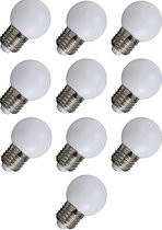 Amlux set 10 stuks warm witte led lampen - 1W - Melkwitte kap - ideaal voor lichtsnoeren met E27 fittingen