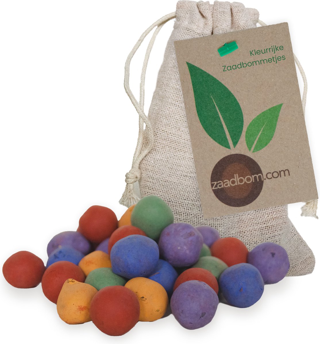 Kleurrijke Zaadbommen 50 in Jute Zakje - Zaadbom.com Zaadbommetjes - Bloembommetjes - Zaadbommetjes cadeau - Flowerbombs - Zaaibommetjes - Seedbombs