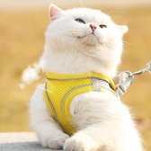 Kattenharnas met riemset, kattenharnas zachte kattenriem met reflecterende strips, kleine hondenhondenhondenriem voor wandelen buitenactiviteiten (S, geel)