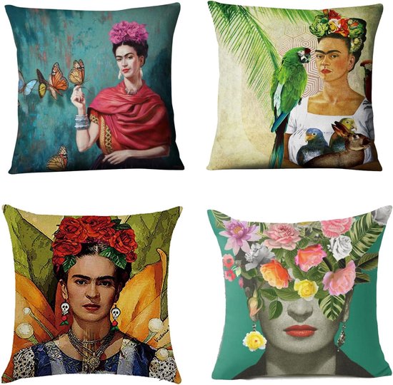 Convient pour Frida Kahlo Taie d'oreiller autoportrait de style mexicain 4  pièces,... | bol.