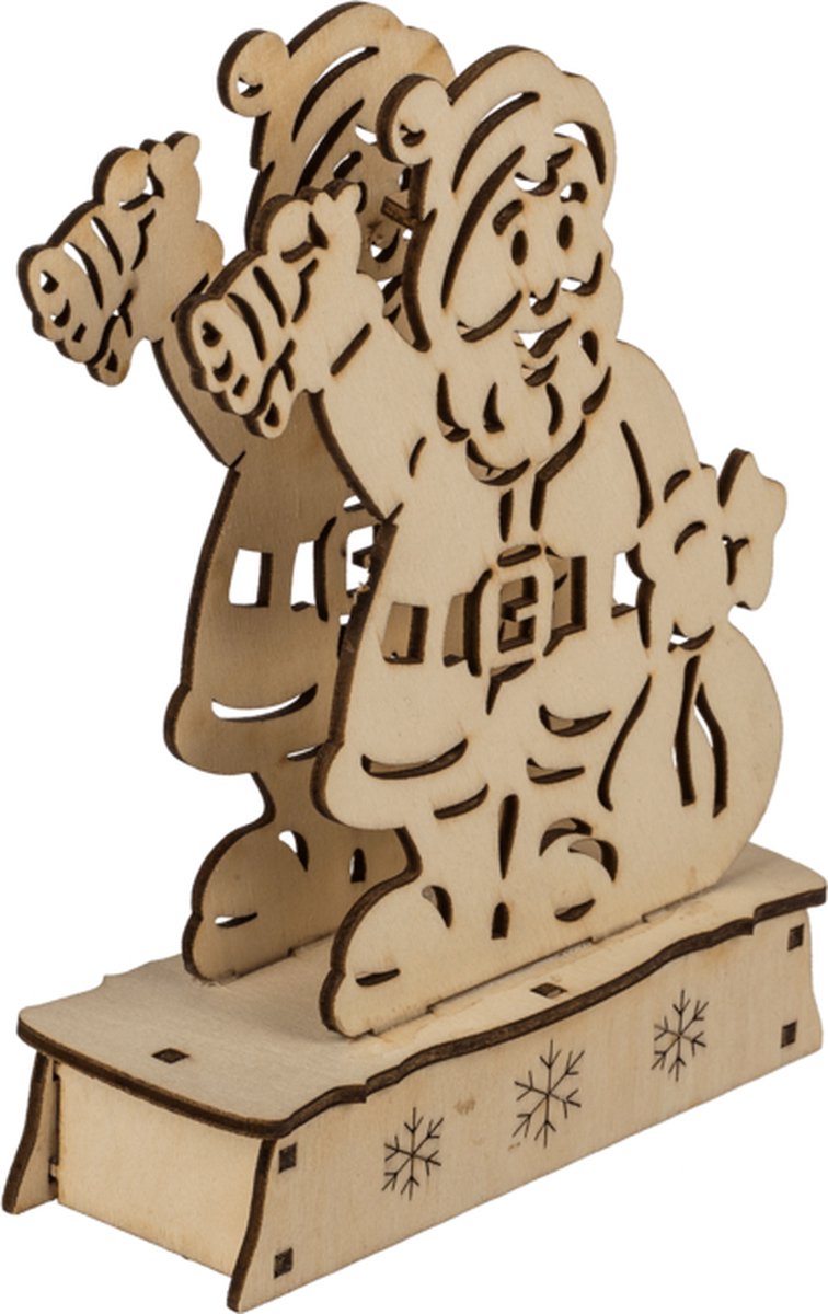 3D houtsnijwerk kerstman met LED verlichting