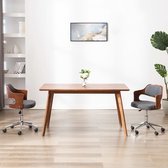 The Living Store Eetstoelen Set Grijs 47.5x53x68-76cm (BxDxH) 90% katoen 10% polyester