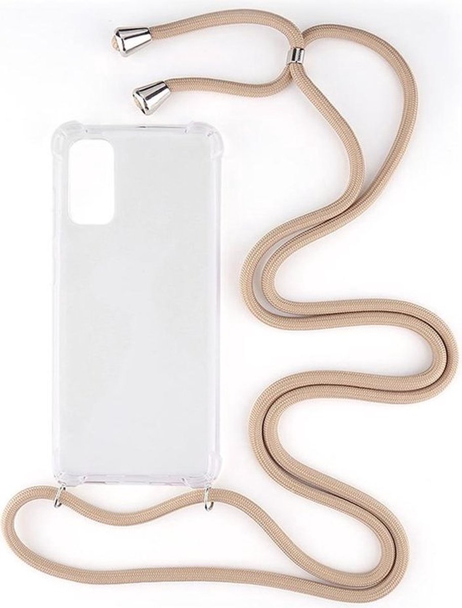 Shop4 - Geschikt voor Samsung Galaxy S20 Hoesje - Zachte Back Case met Koord Beige