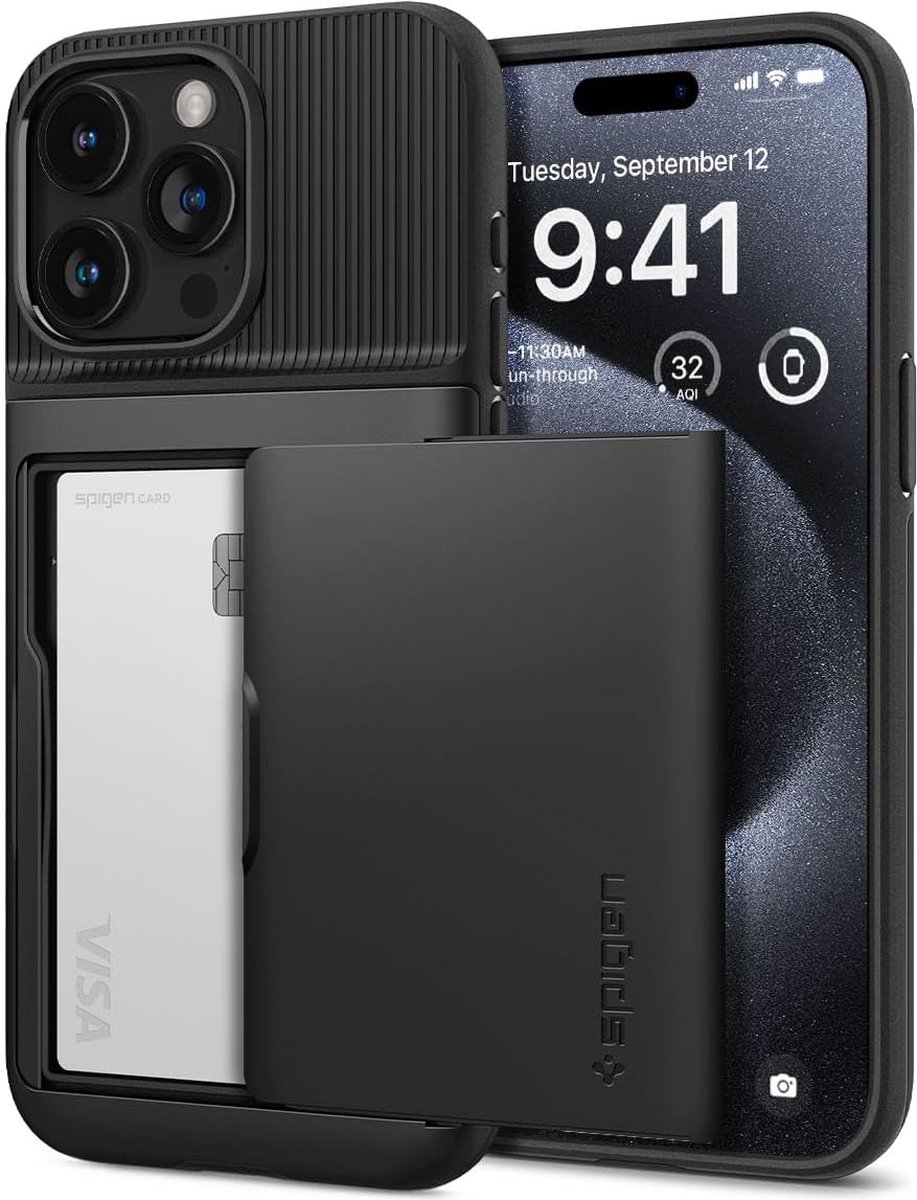 Spigen Geschikt voor Apple iPhone 15 Pro - Back Cover - Slim Armor CS hoesje -Zwart