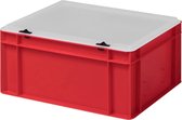 Design Eurobox Stapelbox, opslagcontainer, kunststof doos in 5 kleuren en 16 maten, met transparant deksel (mat) (rood, 40 x 30 x 18 cm)