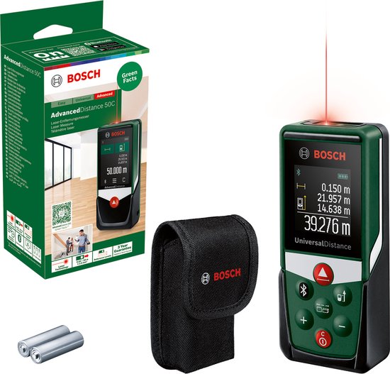Bosch Laser Measure UniversalDistance 50C – Distance Measure Up To 50m, Bluetooth, Memory Function, For Indoor/Outdoor Use-1149429