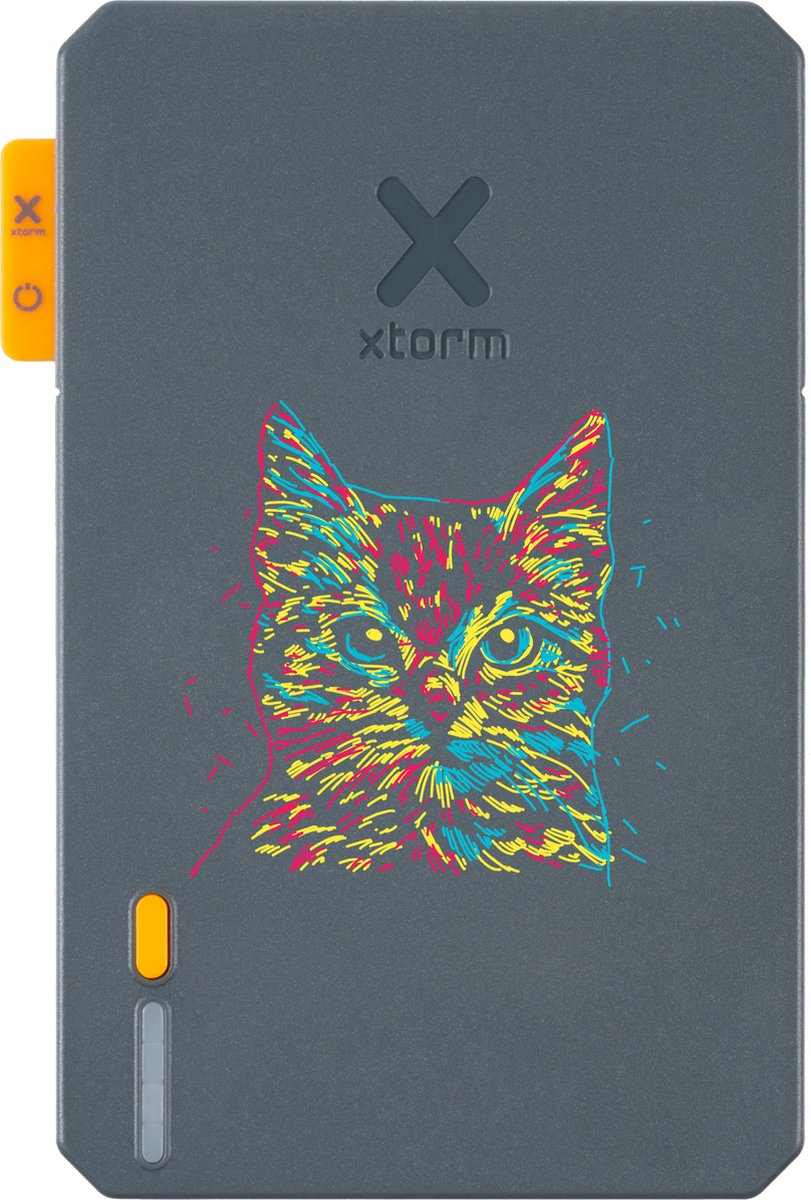 Xtorm Powerbank 5.000mAh Blauw - Design - Doodle Cat - USB-C poort - Lichtgewicht / Reisformaat - Geschikt voor iPhone en Samsung