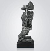 Ponder Statue-Silence is Gold Abstract Art Statue Modern Home Ornament Creatieve harssculptuur Ornament Studie Kantoor Plank Tafeldecoratie (Zilver)