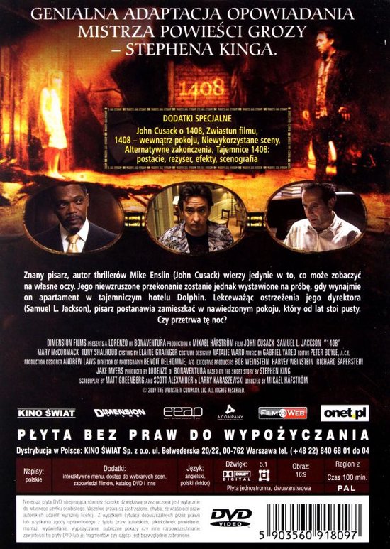 1408 - DVD - Bovennatuurlijke thriller over kamer 1408 in New
