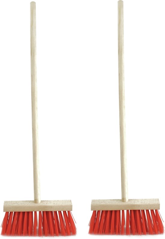 Sorex Kinderbezem voor buiten tegels - rood/hout - met steel 78 cm - Tuingereedschap van Sorex — afbeelding 2