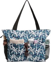 Grand sac de plage Palmiers - Blauw - Sac bandoulière adulte - 43 x 38 x 15 - Sac de bain étanche avec fermeture éclair et 8 compartiments