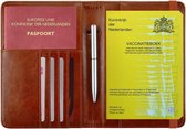 Etui Passeport de Vaccination - Carnet de Vaccination - Carnet Jaune Vaccinations - Porte Passeport avec Protection Anti Skim - Marron Cognac