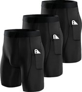 Hoogwaardige Heren Compressie Shorts - Ademend en Comfortabel - Met Zakken voor Telefoon - Ideaal voor Sport en Training - Set van 3 - Maat XL
