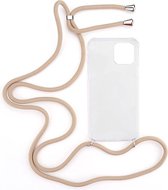 Shop4 - Geschikt voor iPhone 13 mini Hoesje - Zachte Back Case TPU Siliconen met Koord Beige