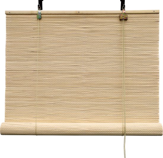 Bamboebaas bamboe rolgordijn Luca - Naturel - 150x220 cm - Natuurlijke look - Zonwerend - Duurzaam bamboe - Lichtdoorlatend - Geschikt voor binnen en buiten - Eenvoudige montage