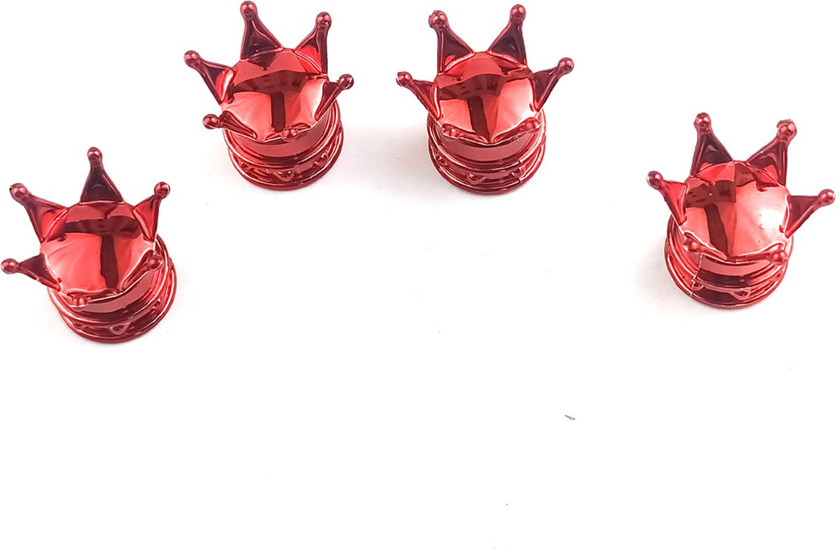 VCTparts® Kroon Ventieldopjes - Metaal Rood (set)