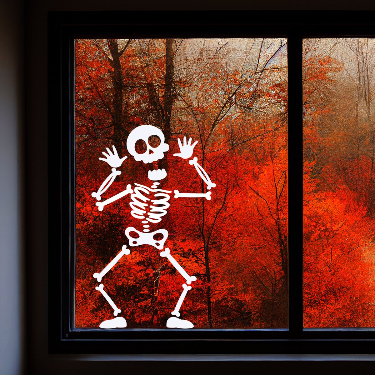 GR Raamdecoratie - Halloween - Statisch Hechtend - Geen Lijm - Skelet