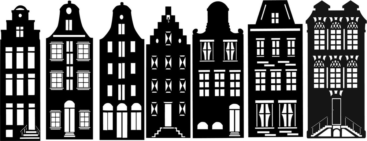 Grachten pandjes - amsterdamse huisjes - kerst - raam decoratie - statische raamfolie - herbruikbaar
