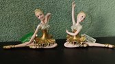 Kurt S. Adler, ornament, ballerina set van twee, goud en zilver, glitters