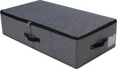 75 x 38 x 18 cm, stijve opbergbox voor kledingstukken onder het bed, inklapbaar en wasbaar, zachte ritssluiting, zwart-grijs