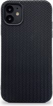 REBUS hoesje voor iPhone 11, (Knitted) [Siliconen], Randbeschermende, slanke harde hoes met een charmant gebreid ontwerp. (Black)