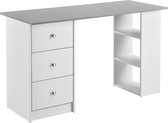 Bureau Sebastian - Met 3 Laden - 120x49x72 cm - Lichtgrijs en Wit - Spaanplaat - Stijlvol design