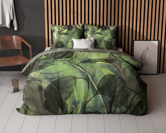 Sleeptime Wild Plants - Dekbedovertrekset - Lits-Jumeaux - 240x200/220 + 2 kussenslopen 60x70 - Groen