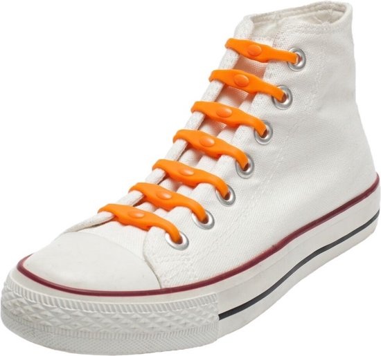 14x Shoeps elastische veters oranje - Sneakers/gympen/sportschoenen elastieken veters - Hulp bij veters strikken