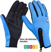 *** Kleine Handschoenen Blauw - Touchscreen - Waterdicht - Fleece - Unisex - Blauw - Maat S - van Heble® ***