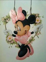 Peinture de diamants - Minnie Mouse sur une balançoire - 50x40 cm, pierres carrées