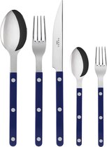 Tafelbestek, 5-delig - bistrot - mes, vork, eetlepel, theelepel & taartvork - roestvrij staal en nylon - vaatwasmachinebestendig - marineblauw
