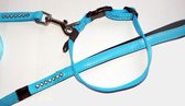 Hetty'S - Aqua-Blauwe hondenhalsband + lange looplijn - met veel bling -