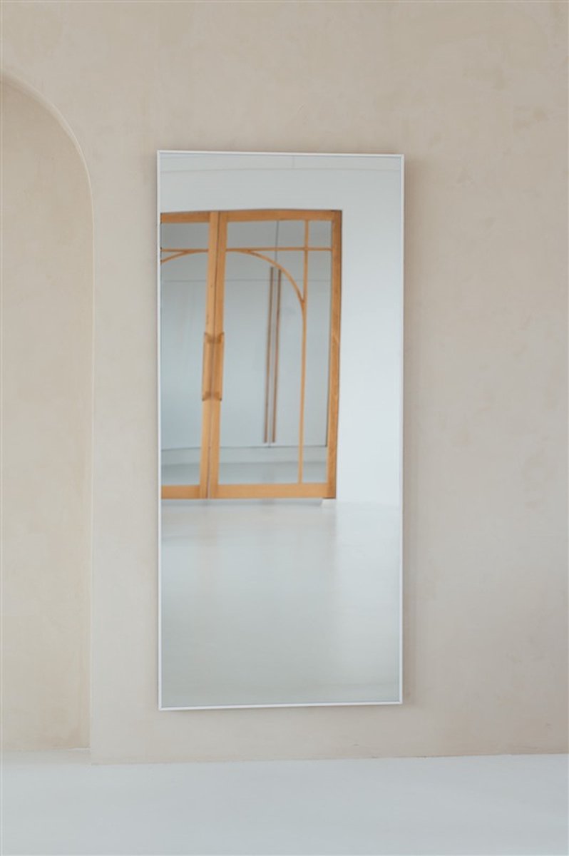 Nordic Style® Rechthoekige spiegel 180x80cm - Mat Wit - Scandinavische Spiegels - Vierkant - Pas spiegel - Staande spiegel - Kleedkamer spiegel - Pas