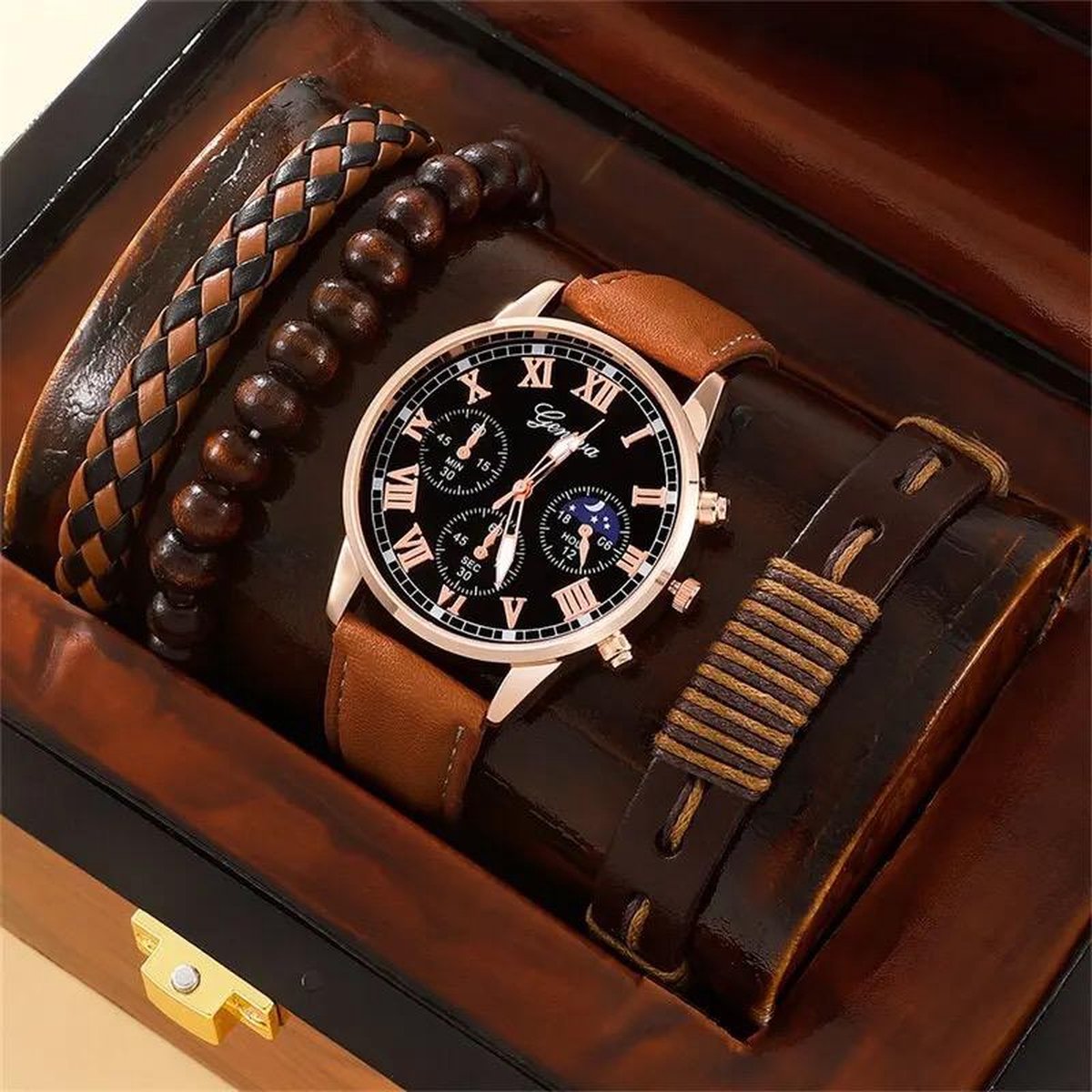 Horlogebox voor heren - geschenkdoos - cadeau set met horloge - armband - valentijn cadeautje voor hem