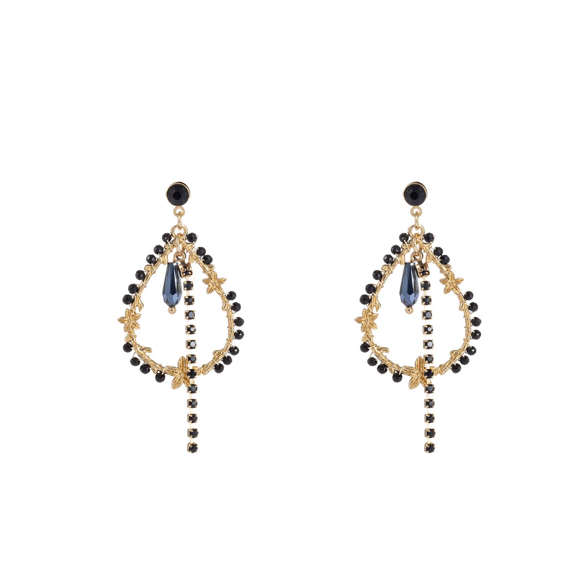 Go Dutch Label Oorknoppen flowery drop Zwart