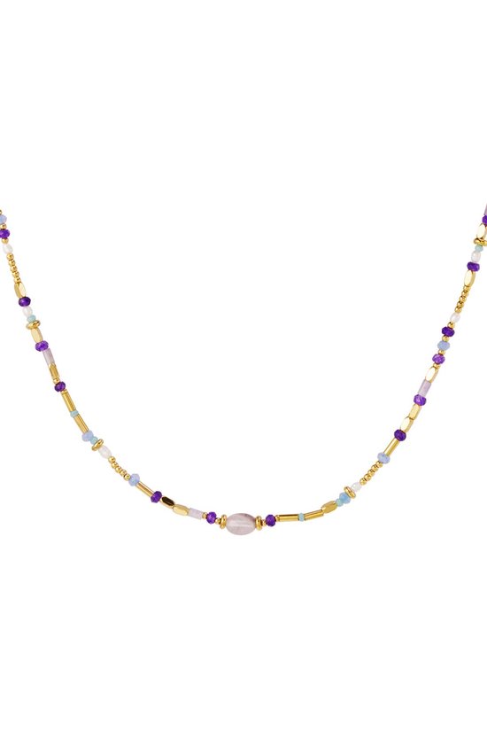 Beaded- necklace -Purple -Paars - Stainless Steel - Yehwang