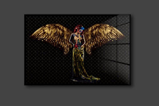 Lady with wings schilderij op plexiglas 120x80cm