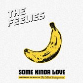 The Feelies - Some Kinda Love (LP) met een gele banaan op een grijs gestreept patroon.