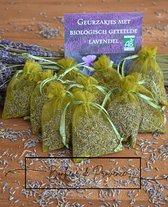 Bonheur de Provence - Geurzakjes lavendel - biologische lavendel uit de Provence - 10 olijfgroene organza zakjes - 6 gram per zakje